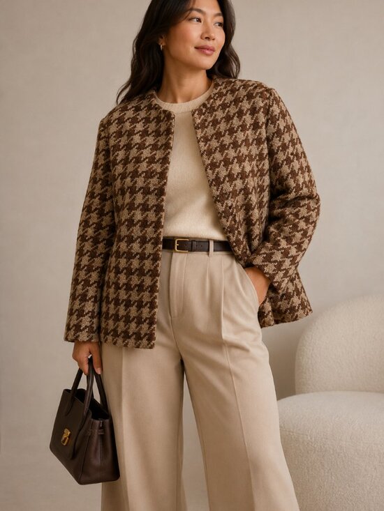 Orvis Jackets & Blazers - Vintage ORVIS Big Houndstooth Pattern Wool Nylon Blend Blazer Coat Jacket Sz 14